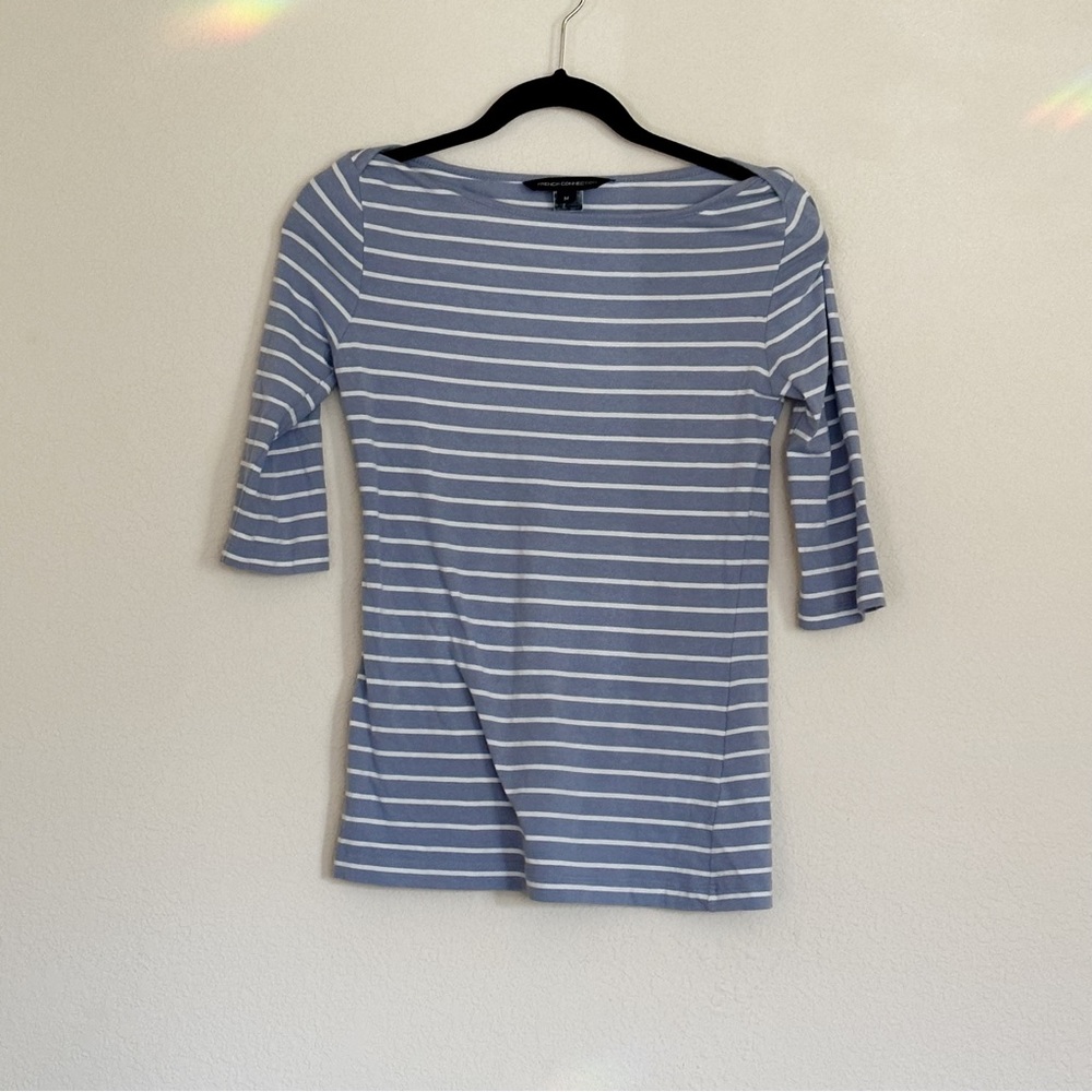French connection boat neck striped 3/4” sleeves